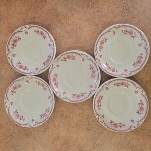Shenango China Chardon Rose Saucers (5) ~ Vintage 1950s ~ Restaurant Ware ~ GUC